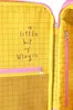 The inside of a yellow and pink suitcase with a grid pattern and handwritten text. Anteprima dell’immagine prodotto