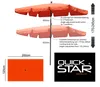Diagram and branding for an orange rectangular patio umbrella. Produktbild-Vorschau