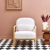 Poltrona scandinava arrotondata in legno di hevea, Crema Anteprima dell’immagine prodotto 8