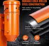 A close-up marketing image of an orange industrial dust collection system, highlighting its durable steel construction and powder-coated finish with text overlays and icons. Podgląd zdjęcia produktu
