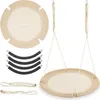 A disassembled nest swing set with its components laid out.