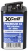 A black 6V 45Ah battery with a blue label. Voir les images du produit