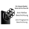 A black smartphone with its camera lens protectors shown in layers, next to descriptive text. Produktbild-Vorschau
