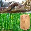 A collage showing the crafting of a bamboo mouse and a finished bamboo mouse against a bamboo forest background. Produktbild-Vorschau
