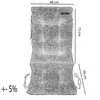 A drawing of a chair cushion with dimensions indicated. Produktbild-Vorschau