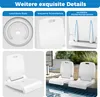 Collage of images showing details and use of a white folding chair by a pool. Podgląd zdjęcia produktu