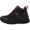 A side view of a black and burgundy hiking boot. Produktbild-Vorschau