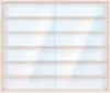 An empty wooden display shelf with six horizontal shelves. Produktbild-Vorschau