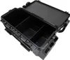 An open black tackle box with internal dividers, shown from a slightly elevated angle against a white background. Anteprima dell’immagine prodotto