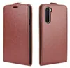 Two views of a brown leather flip case for a smartphone. Produktbild-Vorschau
