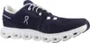 A single blue and white running shoe shown from the side. Voir les images du produit