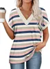 ASKSA T-shirt col V Femme Manches courtes Chemisier Élégant Voir les images du produit 3