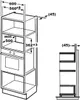 This is a technical drawing illustrating the dimensions for installing an oven and storage unit. Produktbild-Vorschau