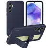 A Samsung Galaxy A55 phone case with a standing grip feature, shown from multiple angles. Produktbild-Vorschau