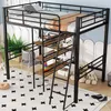 A loft bed with shelves and a ladder in a child's room. Podgląd zdjęcia produktu
