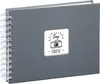 A gray spiral-bound photo album with a square window on the cover displaying a graphic of a camera and the text "Say CHEESE". Produktbild-Vorschau