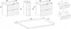 Diagram showing dimensions of bathroom furniture components and a countertop. Voir les images du produit