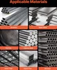 A collage of different metal materials with text labels indicating their type. Produktbild-Vorschau
