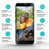 A Fairphone 3/3+ with screen protector features highlighted with text and icons. Produktbild-Vorschau