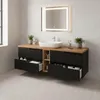RODAN | Szafka pod umywalkę - Czarna i Brązowa - 140 cm - Z Podgląd zdjęcia produktu 3