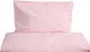 A pink and white striped duvet cover and pillowcase set. Produktbild-Vorschau