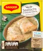 A package of Maggi Fix for Seelachs in Kräuter-Sahne (Pollock in Herb Cream Sauce) with a prepared dish of fish in cream sauce shown. Produktbild-Vorschau