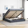 vidaXL Ottoman-Bett mit Matratze & LEDs Dunkelgrau 160x200 Produktbild-Vorschau 2