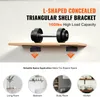A shelf with a dumbbell on it, supported by L-shaped brackets. Below are examples of how the brackets can be used in different rooms. Anteprima dell’immagine prodotto