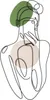 A line drawing of a person's upper body with abstract green and beige shapes. Produktbild-Vorschau