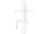A white door handle and lock mechanism with a key. Produktbild-Vorschau