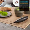 Collage showing coffee drinks, matcha powder, and a milk frother. Produktbild-Vorschau