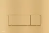 A flush-mount toilet flush plate with two buttons, presented in a gold matte finish against a matching gold background. Náhľad obrázku produktu