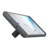 A black phone case with a kickstand is shown from a side angle, propped up on its stand. Produktbild-Vorschau