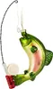A glass ornament of a fish caught on a fishing rod. Podgląd zdjęcia produktu
