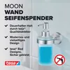 A tesa MOON soap dispenser is shown mounted on a tiled wall, with text highlighting its features. Anteprima dell’immagine prodotto