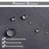 Close-up of a dark gray fabric with water droplets on it, indicating water resistance. Text overlays highlight product features. Náhľad obrázku produktu