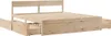 A wooden bed frame with drawers, shown from a side angle against a white background. Produktbild-Vorschau