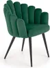 A green upholstered chair with black legs on a white background. Náhled obrázku produktu