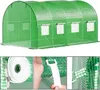 A collage showing a green greenhouse and close-ups of its assembly. Produktbild-Vorschau