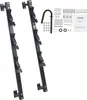 A set of black wall-mounted racks for storing garden tools, along with various hardware and a manual. Produktbild-Vorschau