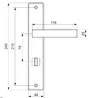 A technical drawing of a door handle set with dimensions. Produktbild-Vorschau