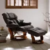 home24 Relaxsessel mit Hocker - Echtleder / Kunstleder Produktbild-Vorschau 3