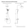 A technical drawing of a shower system with dimensions indicated. Podgląd zdjęcia produktu