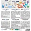 The image shows the back of a product box for a resin jewelry making kit. It displays the contents of the kit, multiple language descriptions of the product, and various finished jewelry pieces made with the kit. Voir les images du produit