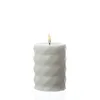 LED Stumpenkerze MIA - Rautenmuster - Echtwachs - 3D Flamme - H: 10cm - D: 7,5cm - weiß Produktbild-Vorschau