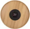 The back of a round wooden clock with a black clock mechanism visible in the center. Produktbild-Vorschau