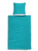 A turquoise duvet cover and pillowcase laid out flat on a white background. Produktbild-Vorschau