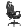 A black gaming chair with a headrest and lumbar support, shown from a front-side angle on a white background. Produktbild-Vorschau