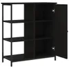 A black sideboard with an open door, showing its internal shelves. Voir les images du produit