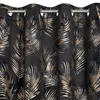 A close-up view of a black curtain with a metallic palm leaf pattern. Produktbild-Vorschau